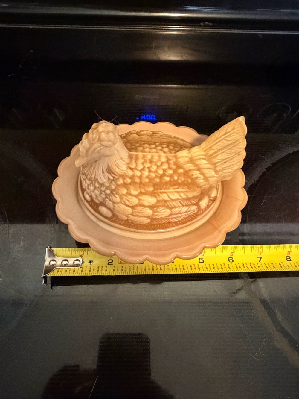 Vintage Mosser Chocolate slag glass nesting hen, like new. - Picture 11 of 16